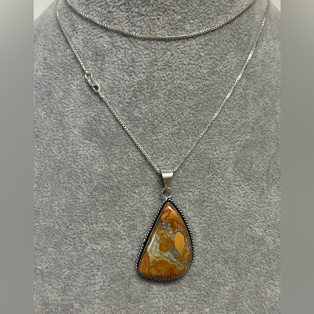 Bumblebee Jasper 925 Teardrop Pendant Necklace